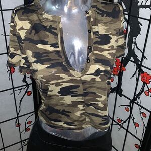 SHEIN camouflage cropped top size Large